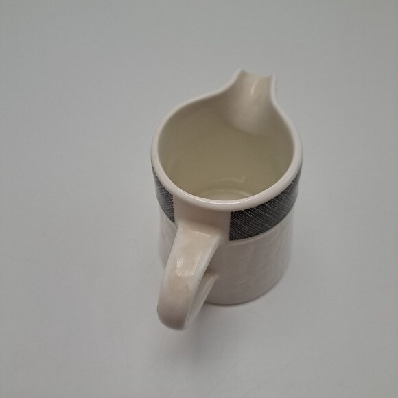Syracuse China Syralite Textured White Creamer Black Accent Design Vintage - Picture 3 of 7